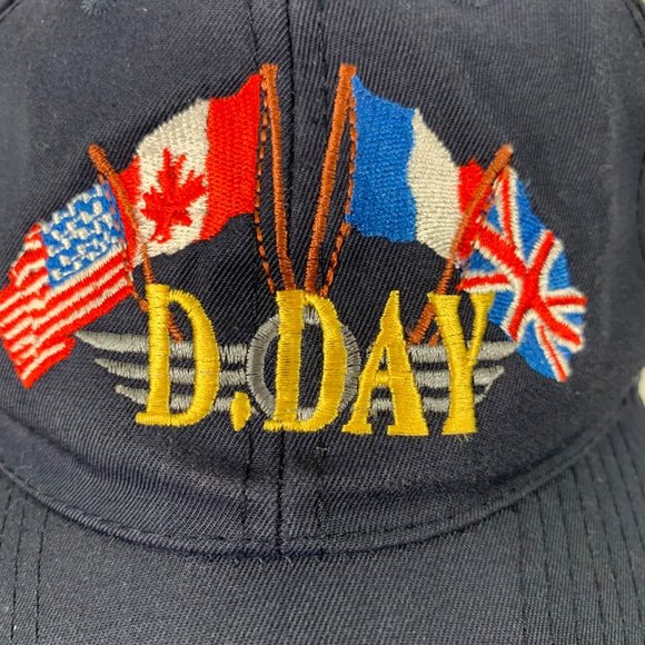 VTG AMCAP Mens D Day Flags of Allies Baseball Cap Hat  WW2 Black Vet Embroidered - Picture 8 of 11